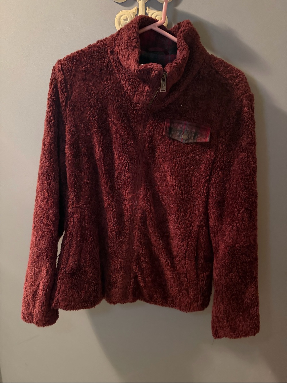 Pendleton Plush Teddy Jacket in Deep Wine